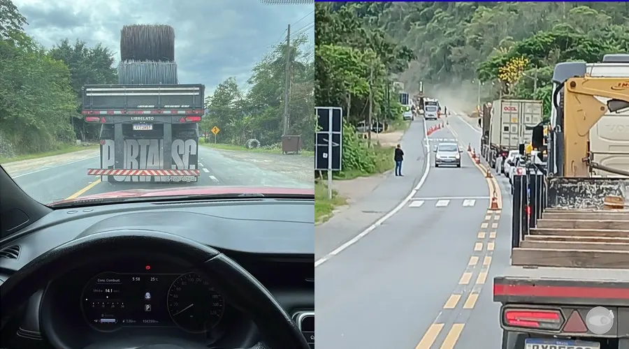 DNIT inicia pare e siga no km 105 da BR-470 em Apiúna