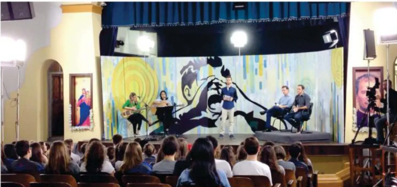 Equipe de TV grava programa com alunos do ensino médio do Colégio São Paulo de Ascurra
