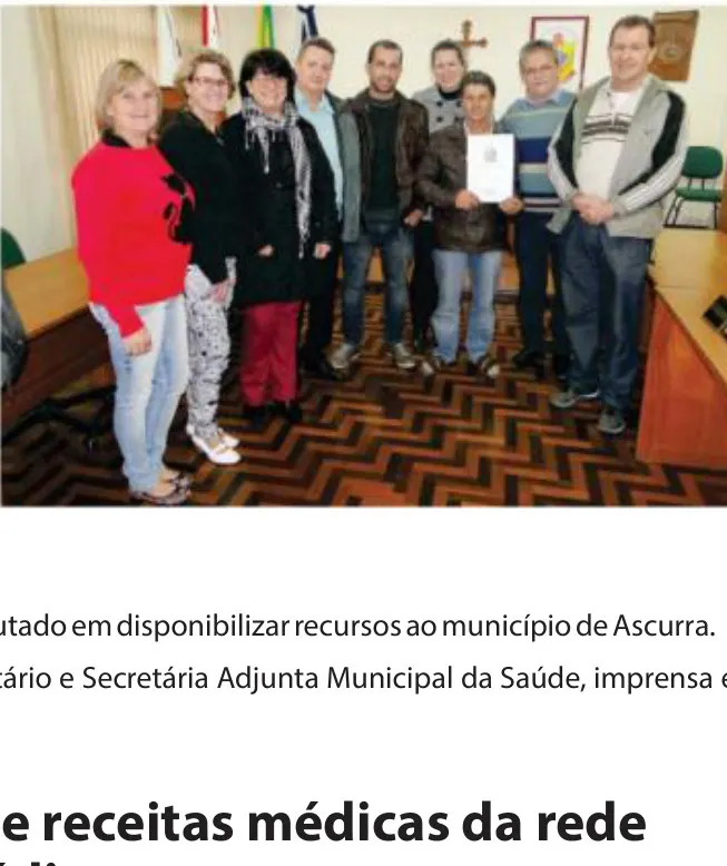 Ascurra recebe R$100 mil para a Saúde através de emenda de Tebaldi