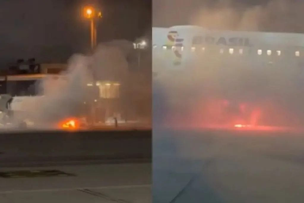 Passageiros evacuam avião da Latam em Guarulhos após princípio de incêndio em equipamento de solo