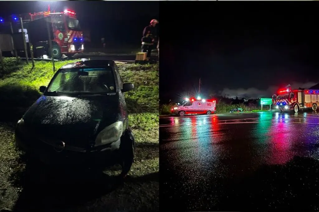 Acidente na BR-470 deixa uma pessoa com ferimentos médios e três sem ferimentos em Rodeio
