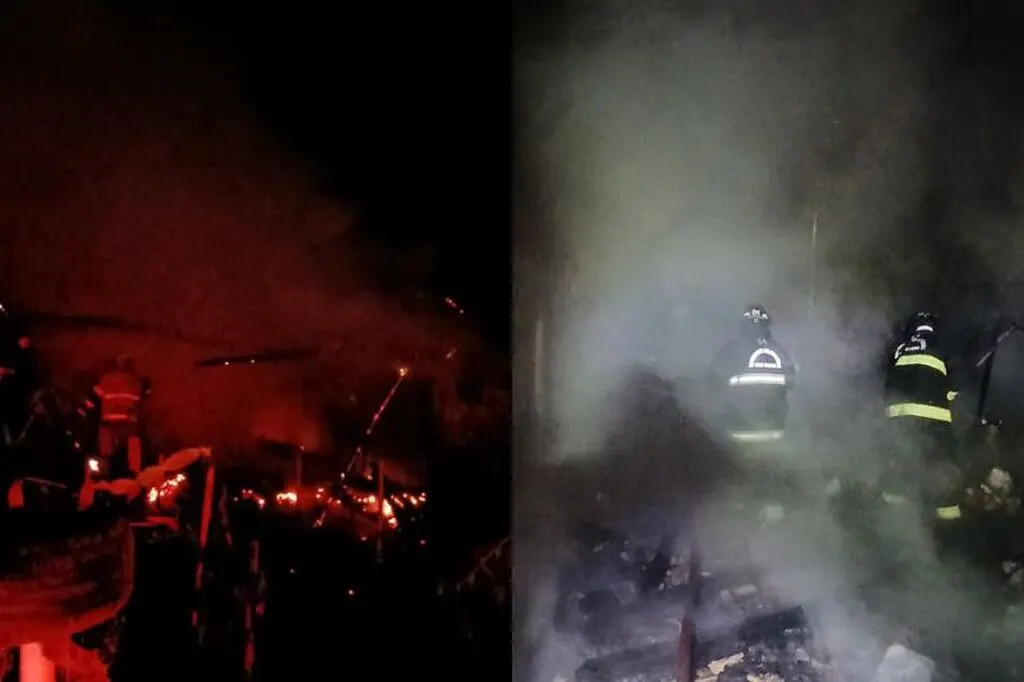 Incêndio destrói casa de madeira em Ascurra; morador sai ileso após madrugada de tensão
