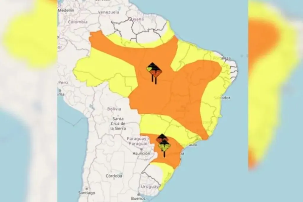 Inmet emite alerta laranja por perigo de tempestades em 20 estados do Brasil